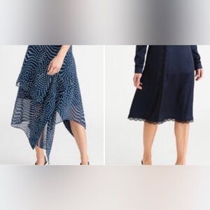Bundle 2pc - Petite Studio Navy Asymmetrical Midi Skirt and Satin Midi